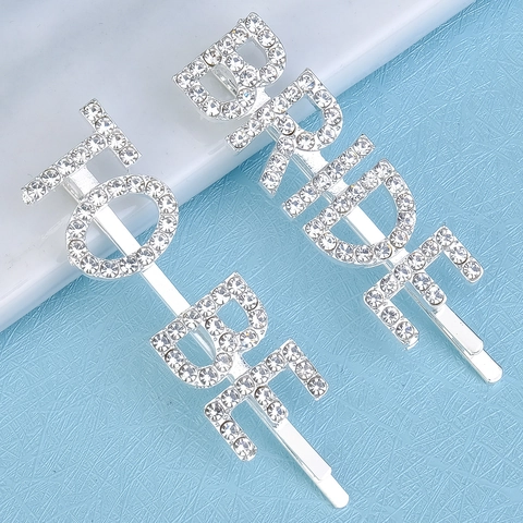 Horquillas de Aleación con Diamantes de Imitación Letras Bride To Be Color Plata Accesorios para el Cabello Mujer Boda Fiesta Joyas Novia