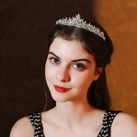 Elegante Corona da Sposa in Lega con Strass Marquise Tiara a Motivo Floreale per Matrimonio Festa Concorso Donna Ragazze Accessori Capelli