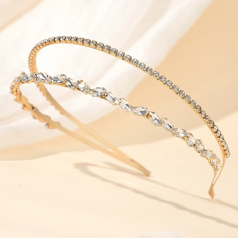 Eleganter Goldlegierung Zweischichtiger Strass Braut Haarreif Krone Funkelndes Mode Haarband Accessoire Für Damen Hochzeit Party