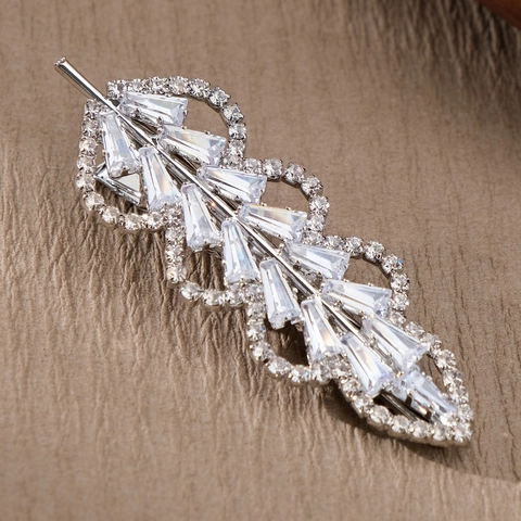 Fermaglio per Capelli in Lega con Fiori e Foglie Lucido Zircone Strass Accessori per Capelli per Donna Matrimonio Quotidiano