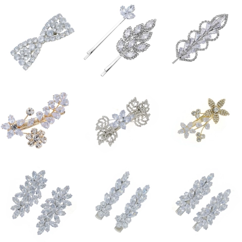 Fermaglio per Capelli in Lega con Fiori e Foglie Lucido Zircone Strass Accessori per Capelli per Donna Matrimonio Quotidiano