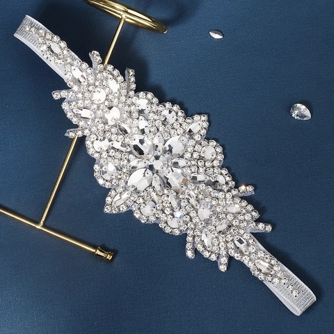 Luxurious Rhinestone Bridal Headband Handcrafted Beaded Elastic Hairband For Wedding Party Photography Women Accessories