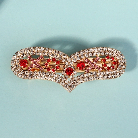 Luxury Gold XOXO Heart Hair Clip For Women Valentine's Day Alloy Rhinestone Hair Accessories Retro Inlaid Hairpin Jewelry