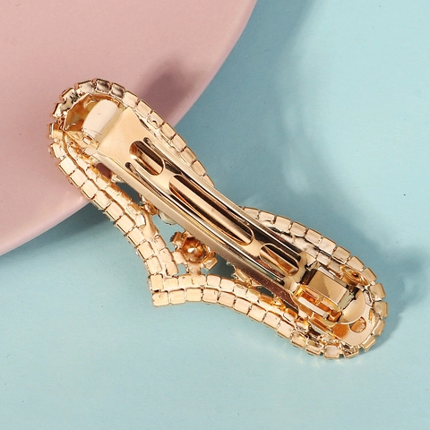 Luxury Gold XOXO Heart Hair Clip For Women Valentine's Day Alloy Rhinestone Hair Accessories Retro Inlaid Hairpin Jewelry
