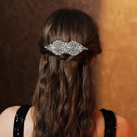 Pettine per Capelli da Sposa Fatto a Mano Simmetrico Farfalla Floreale Lega Strass Künstliche Perle Gioielli per Matrimonio Donna