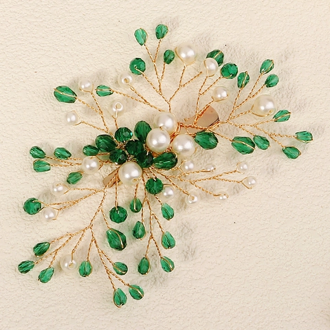 Fermaglio per Capelli da Sposa Fatto a Mano Design a Ramo Con Perle Artificiali e Strass di Cristallo Elegante Accessorio per Capelli