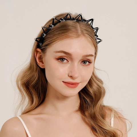 Cerchietto per Capelli in Cristallo con Fiori di Perline Fatto a Mano per Donna Accessorio per Capelli da Sposa in Stile Mori