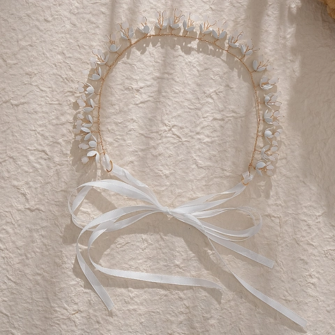 Handmade Floral Bridal Hairband French Forest Style Metal Artificial Pearl Rhinestone Headpiece For Wedding Party Women