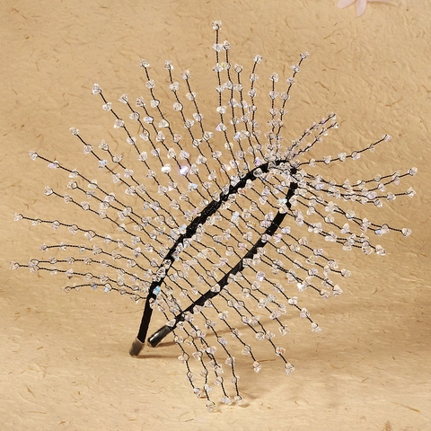 Cerchietto Esagerato con Nappe in Cristallo a Raggiera Fatto a Mano Strass Copricapo da Sposa Festa Ballo Matrimonio Donna Gioielli per Capelli