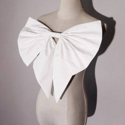 Elegante Broche de Lazo de Tela Blanco Extragrande para Vestido de Novia Accesorios de Lazo Grande Desmontable para Vestido de Noche Decoración de Fiesta Joyería de Mujer