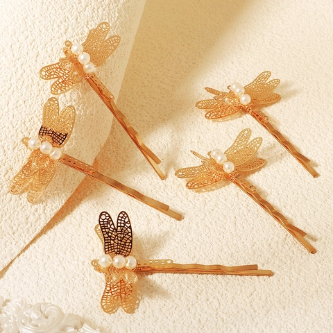 Ensemble de Pinces à Cheveux Vintage Style Chinois Or Papillon Libellule Métal Creux Bobby Pins Pour Femmes Accessoires de Cheveux