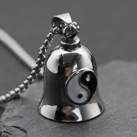 Collar Con Colgante De Campana De La Suerte Tai Chi Yin Yang De Acero Inoxidable Vintage Joyería Gótica Punk Para Hombre Mujer