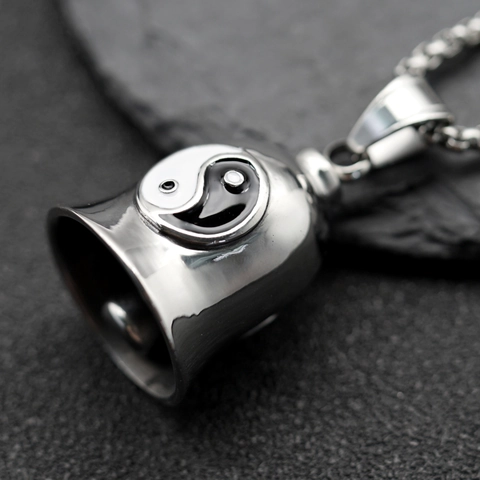 Collar Con Colgante De Campana De La Suerte Tai Chi Yin Yang De Acero Inoxidable Vintage Joyería Gótica Punk Para Hombre Mujer