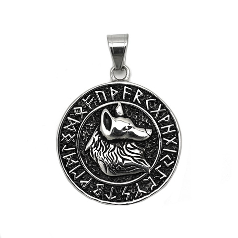 Collar con Colgante de Cabeza de Lobo Vikingo Nórdico Vintage de Acero Inoxidable Joyería de Estilo Motero Retro para Hombre