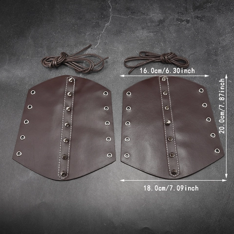 Vintage Punk Leather Bracers Gothic Medieval Rivet Adjustable Lace Up Faux Leather Wrist Armor Guards For Cosplay Riding