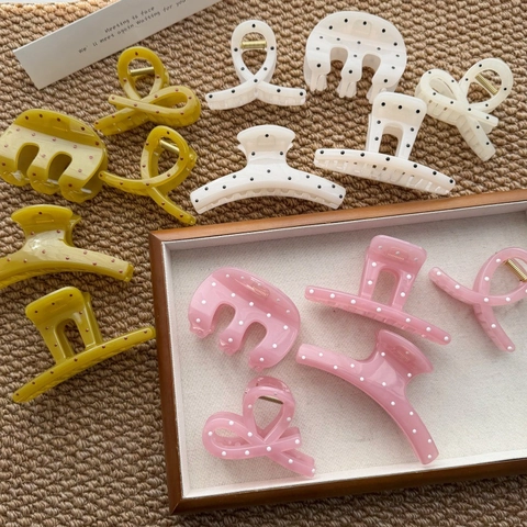 Dolce Fermaglio per Capelli a Pois Grande in Resina PC Clip a Squalo Accessori per Capelli Vintage Francesi per Donna