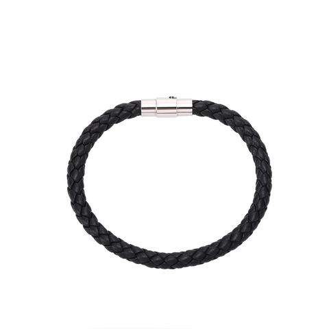 Braccialetto Unisex in Pelle di Pecora Intrecciata Con Chiusura Magnetica in Acciaio Inossidabile Bracciale Rigido Minimalista