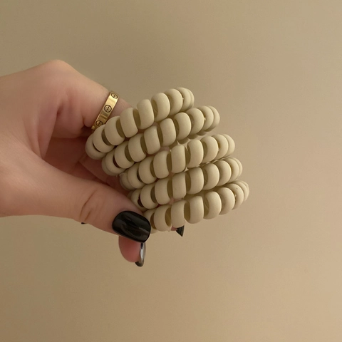 Damen Minimalistische Koreanische Stil Telefonkabel Haargummis Hohe Elastizität Spiral Haarseil Keine Falten Harz Haarbänder Zubehör