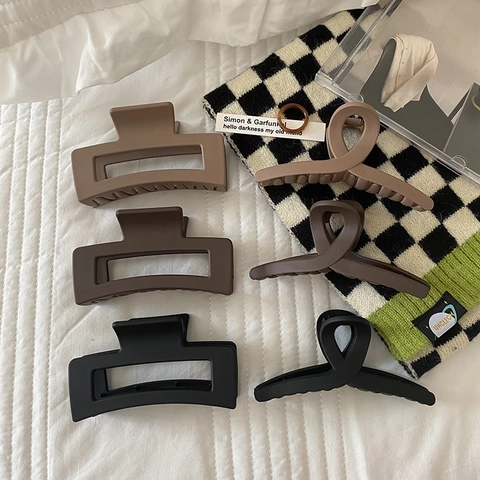 Pinza per Capelli Grande Geometrica Opaca per Donna Design Rettangolare Cavo Croce Accessorio per Capelli Minimalista Coreano Molletta