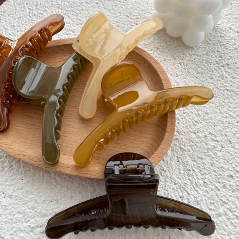 Grande Pinza per Capelli da Donna Colori Gelatina Resina Antiscivolo Presa Forte Minimalista Eleganti Accessori per Capelli Strumento per lo Styling Quotidiano