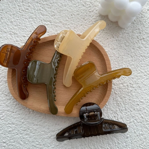 Grande Pinza per Capelli da Donna Colori Gelatina Resina Antiscivolo Presa Forte Minimalista Eleganti Accessori per Capelli Strumento per lo Styling Quotidiano