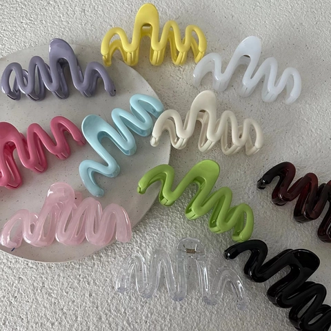 Grande Molla per Capelli a Onda Irregolare Lucida Color Caramella Plastica Clip per Capelli Antiscivolo per Donna Accessorio per lo Styling dei Capelli Folti