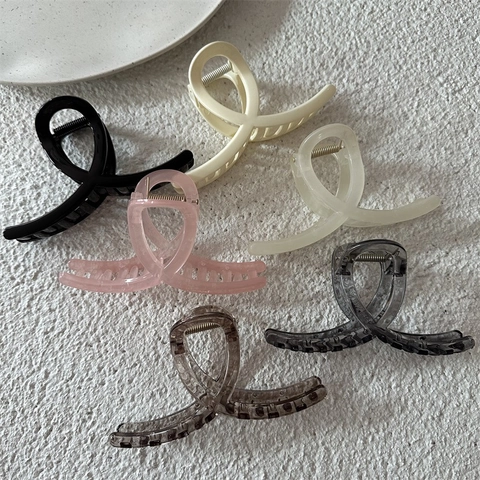 Pinza de Pelo Grande de Plástico PC Diseño Cruzado Color Sólido Agarre Antideslizante para Mujeres Accesorios para Cabello Grueso