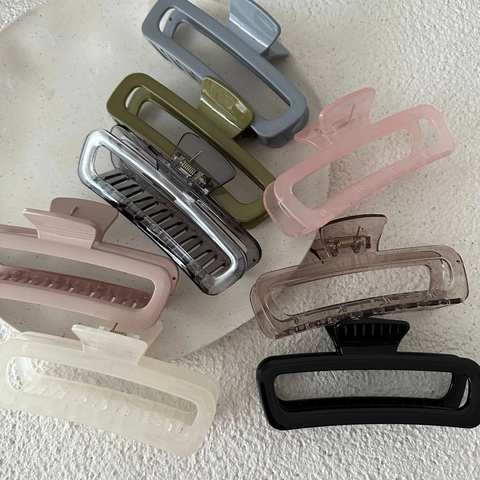 Grande Pinza per Capelli in Plastica PC Rettangolare Svuotata Shark Clip per Donna Capelli Spessi Accessori Capelli Eleganti