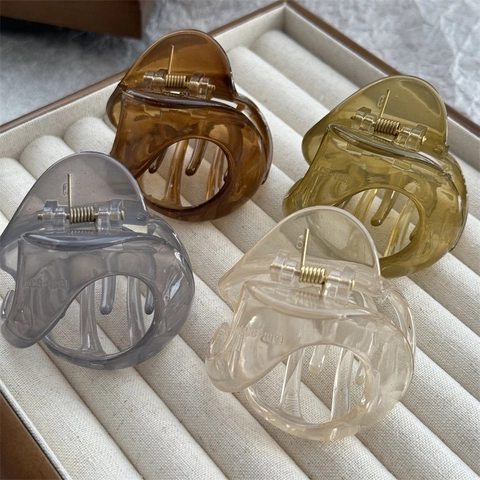 Fashion Jelly Pumpkin Hair Claw Clip For Women High Ponytail Non-Slip Translucent Solid Color Hair Accessory For Girls