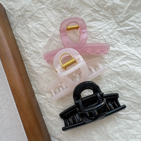 Pinza para el Pelo Minimalista Coreana de Color Sólido Plástico Elegante Pinza de Tiburón Accesorios para el Cabello Mujer