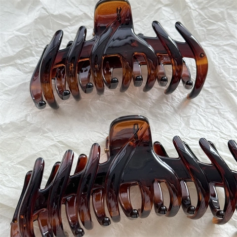 Fermaglio a Pinza Tartarugato Vintage Francese Clip per Capelli in Plastica Ambra Elegante Accessorio per Styling Donna Moda Retrò