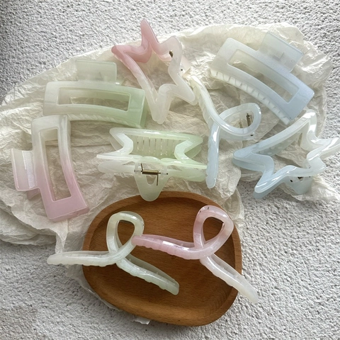 Sweet Gradient Starfish Hair Claw Clips For Women Handmade Colorful Plastic Star Square Shark Clip Hair Accessories