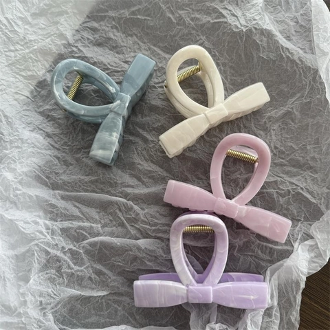 Elegante Pinza per Capelli a Fiocco con Motivo Marmo per Donna Plastica Farfalla Clip Squalo Accessorio per Acconciatura Fatto a Mano