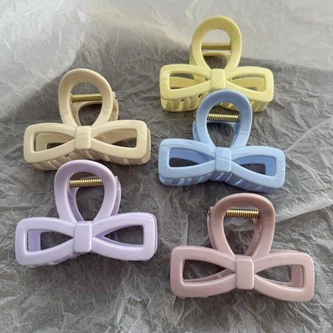 Pinza para el Cabello con Lazo Hueco para Mujeres Niñas Color Macarrón Mate Plástico Accesorios para el Cabello Tocado