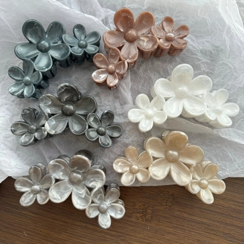Elegante Pinza de Pelo de Flor Perlada para Mujer Plástico PS Diseño Floral Agarre Fuerte Accesorios para el Cabello Grandes Peinado Diario