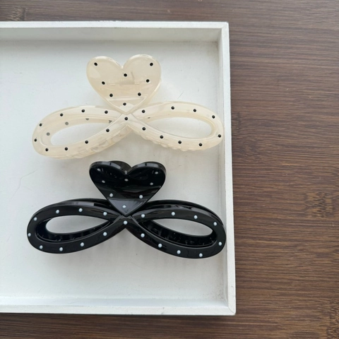Große Punktemuster Herzform Haarkralle Für Damen Elegante Kunststoff Lackierte Haarklammer Mode Haarschmuck Haarklammer