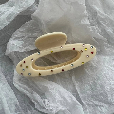 Vintage Saturn Planet Form Strass Haarkralle Für Damen Elegant Kunststoff Mehrfarbig Bohrer Große Haarklammer Haarschmuck
