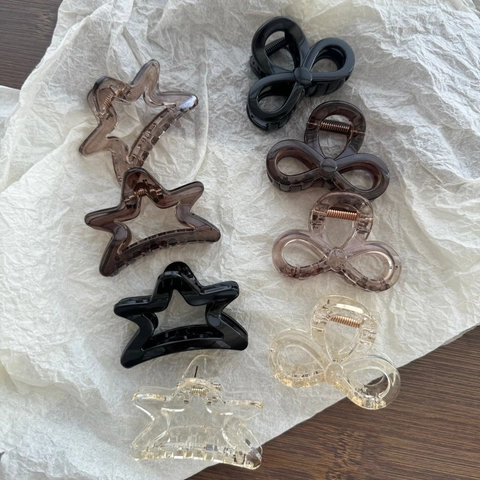 Pinza per Capelli Trasparente Stella Fiocco Semplice PC Acrilico Molletta Shark per Donna Accessori Acconciatura Copricapo Moda
