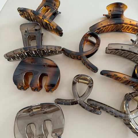 Pinza per Capelli Vintage Tartarugata da Donna in Plastica PC di Alta Qualità Clip a Squalo Grigio Accessori per Capelli Geometrici