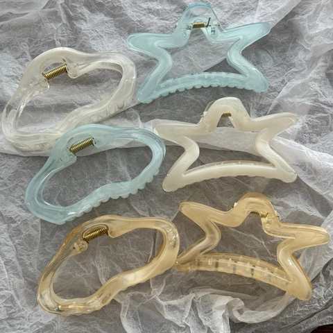 Nuova Grande Pinza per Capelli a Forma di Stella Nuvola Plastica Fatta a Mano Minimalista per Donna Accessori Capelli Moda Coreana