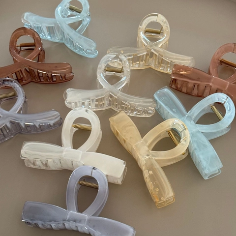 Eleganti Mollette per Capelli Grandi in Plastica con Motivo Marmorizzato Donna Fiocco Clip a Squalo Accessori per Capelli