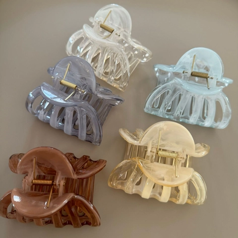 Pinza para el Pelo Grande con Patrón de Flujo Color Gelatina Forma de Calabaza Clip para Cabello Grueso Mujer Accesorios de Moda