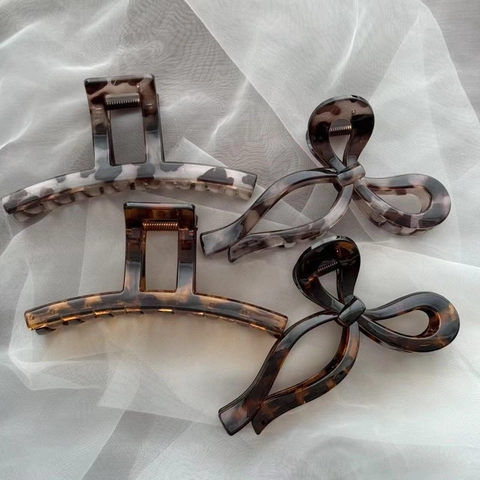 French Retro Leopard Tortoiseshell Hair Claw Clips Large Plastic Shark Hair Claws For Women Girls Fashion Daily Headwear