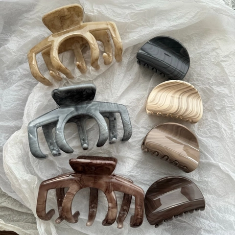 Große Haarklammer Mit Holzmaserung Marmormuster Damen Simple Retro Shark Clip Starker Halt Haarschmuck Mode Kopfschmuck