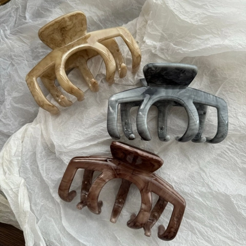 Große Haarklammer Mit Holzmaserung Marmormuster Damen Simple Retro Shark Clip Starker Halt Haarschmuck Mode Kopfschmuck