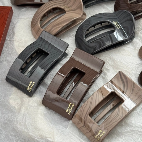 Französischer Stil Marmortextur Haarkralle Für Damen Hochwertige Harz Große Herz Quadratische Geometrische Haarstyling Zubehör