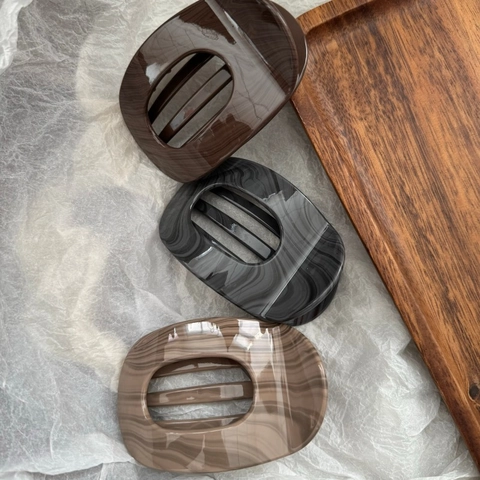 Molla per Capelli Vintage Con Venature del Legno Stile Francese Motivo Marmo Grande Forcina Geometrica Accessori Donna Quotidiana