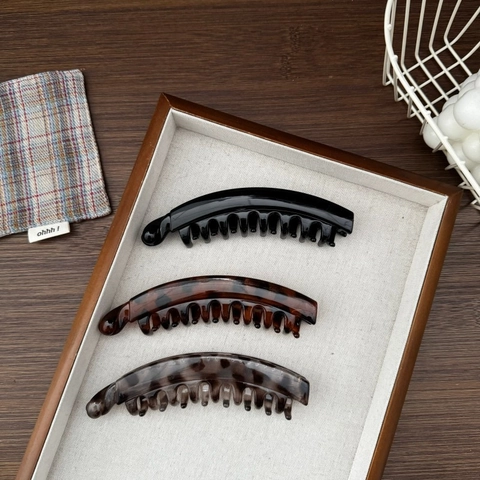 Clip per Capelli a Banana in Acrilico Lucido Stampa Leopardata Fermaglio Verticale Supporto per Coda di Cavallo Moda Donna