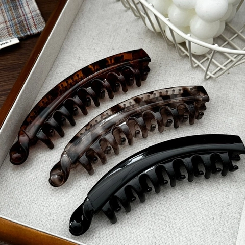Clip per Capelli a Banana in Acrilico Lucido Stampa Leopardata Fermaglio Verticale Supporto per Coda di Cavallo Moda Donna