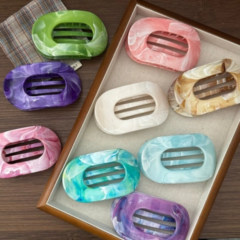 Fermaglio per Capelli con Motivo Marmorizzato Donna Resina ABS Geometrico Tondo Shark Clip Accessori Moda Capelli
